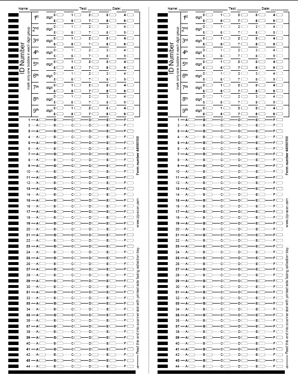 Pearson Print Test Sheet & Evaluation Testing Sheet Zip Scan